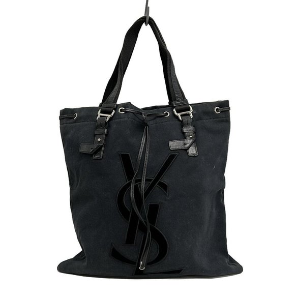 Auth YvesSaintLaurent rivegauche (YSL) Kahara 121631 Black Canvas Velour - - Picture 1 of 13